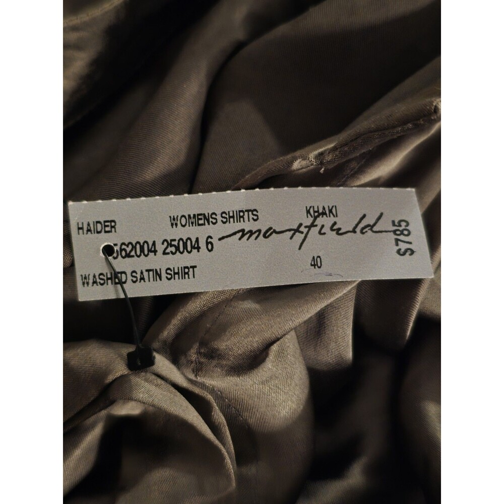 NWT Haider Ackermann Khaki Washed Satin Oversized US 8 Shirt FR 40 Maxfield - Picture 3 of 15